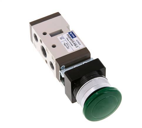 válvula de botón de palma 5/2 G1/4'' (G1/8'') Verde 0-8bar/0-112psi YPC