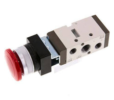 válvula de botón de palma 5/2 G1/4'' (G1/8'') Rojo 0-8bar/0-112psi YPC