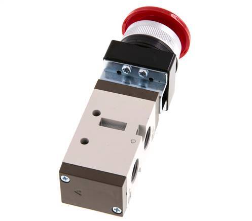 válvula de botón de palma 5/2 G1/4'' (G1/8'') Rojo 0-8bar/0-112psi YPC