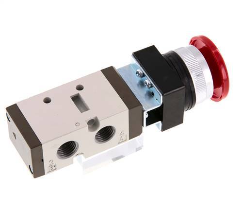 válvula de botón de palma 5/2 G1/4'' (G1/8'') Rojo 0-8bar/0-112psi YPC