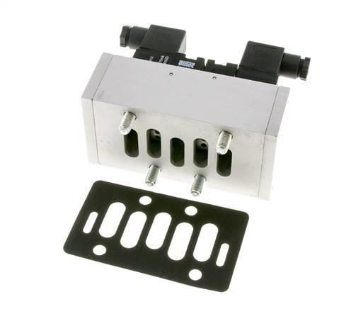 5/3 ISO 5599-3 Válvula solenoide central de escape 24V DC 3-10bar/42-140psi Airtec