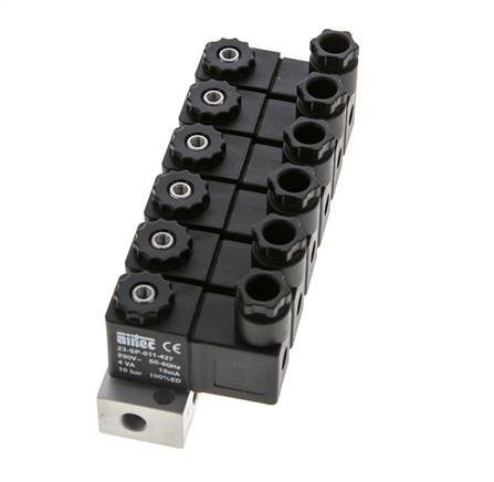 6x3/2 G1/8'' NC Electroválvula 230V AC -0.95-10bar/-13.2-140psi Airtec