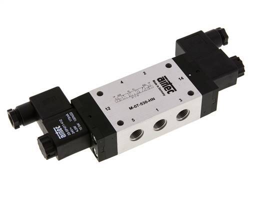 5/3 G1/4'' Válvula solenoide de centro cerrado 24V AC 3-8bar/42-112psi Airtec