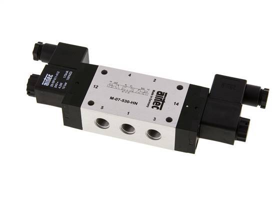 5/3 G1/4'' Válvula solenoide de centro cerrado 24V AC 3-8bar/42-112psi Airtec