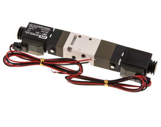 5/3 M5 Válvula solenoide de centro cerrado 24V DC 2-10bar/28-140psi Enchufe de 2 pines YPC
