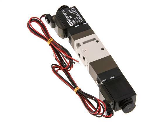 5/3 M5 Válvula solenoide de centro cerrado 24V DC 2-10bar/28-140psi Enchufe de 2 pines YPC