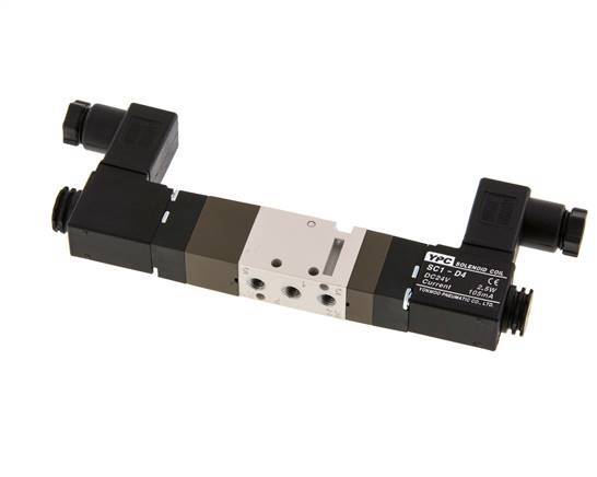 5/3 M5 Válvula solenoide de centro cerrado 12V DC 2-10bar/28-140psi YPC