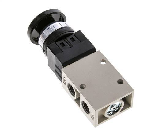 válvula de botón de palma 3/2 G1/4'' Negro 0-8bar/0-112psi YPC