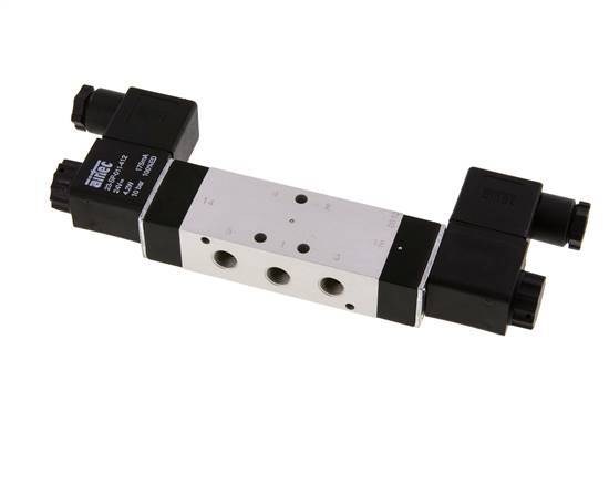 5/3 G1/8'' Válvula solenoide de centro cerrado 24V DC 3-10bar/42-140psi Airtec