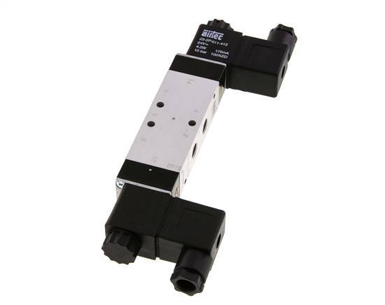 5/3 G1/8'' Válvula solenoide de centro cerrado 24V DC 3-10bar/42-140psi Airtec