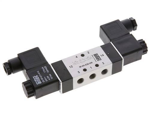 5/3 G1/8'' Válvula solenoide de centro cerrado 12V DC 3-10bar/42-140psi Airtec