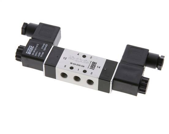 5/3 G1/8'' Válvula solenoide de centro cerrado 12V DC 3-10bar/42-140psi Airtec