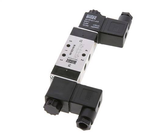 5/3 G1/8'' Válvula solenoide de centro cerrado 12V DC 3-10bar/42-140psi Airtec