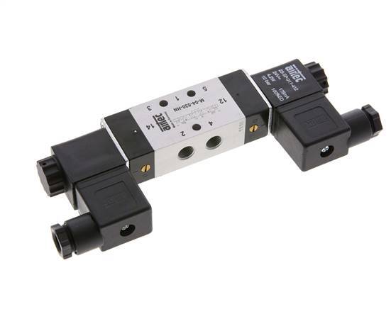 5/3 G1/8'' Válvula solenoide de centro cerrado 12V DC 3-10bar/42-140psi Airtec
