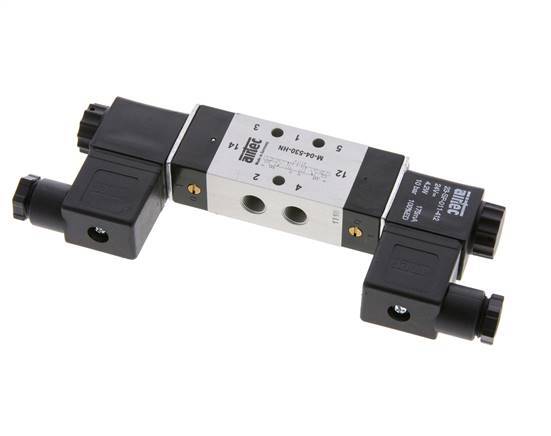 5/3 G1/8'' Válvula solenoide de centro cerrado 12V DC 3-10bar/42-140psi Airtec