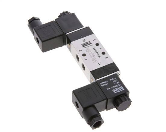 5/3 G1/8'' Válvula solenoide de centro cerrado 12V DC 3-10bar/42-140psi Airtec
