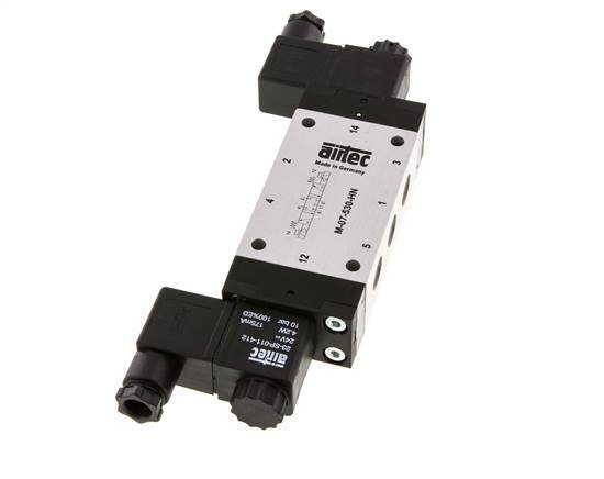 5/3 G1/4'' Válvula de solenoide de centro cerrado 115V AC 3-8bar/42-112psi Airtec