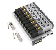 G1/8'' 8x Terminal de válvulas neumáticas 24V DC 1.5-8bar/21.0-112psi Multipolar E.MC