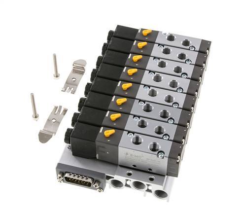 G1/8'' 8x Terminal de válvulas neumáticas 24V DC 1.5-8bar/21.0-112psi Multipolar E.MC