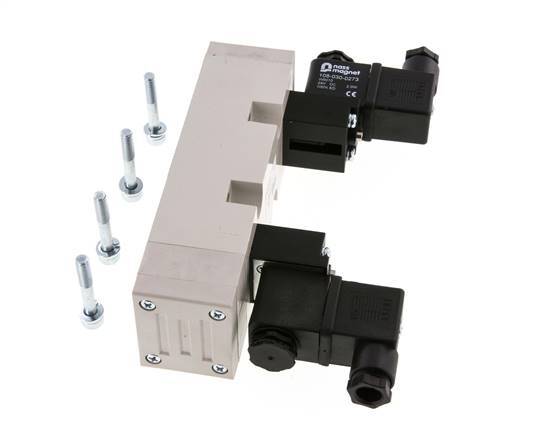 5/3 ISO 5599-2 Válvula solenoide central de escape 24V DC 2-10bar/28-140psi YPC