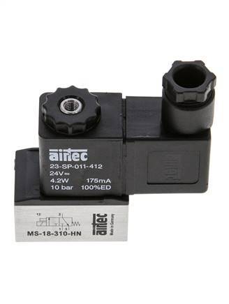 1x3/2 G1/8'' Válvula solenoide NC 24V DC -0.95-10bar/-13.2-140psi Airtec