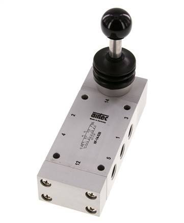 válvula de palanca manual de 5/3 G1/4'' con cierre central 0-12bar/0-168psi Airtec