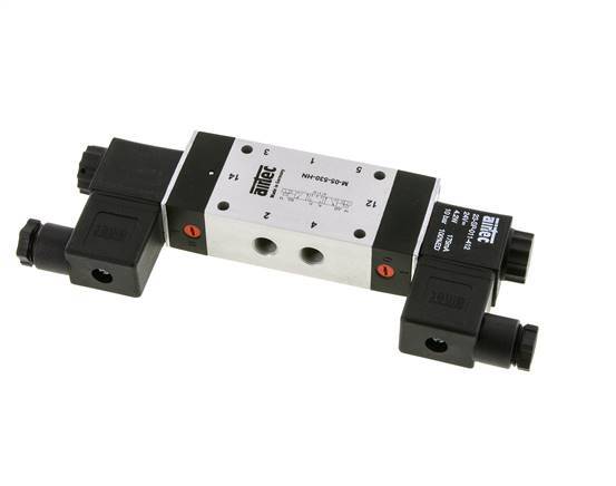5/3 G1/8'' Válvula solenoide de centro cerrado 12V DC 3-8bar/42-112psi Airtec