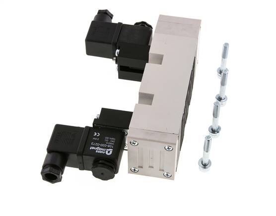 5/3 ISO 5599-2 Válvula solenoide de centro de presión 24V DC 2-10bar/28-140psi YPC
