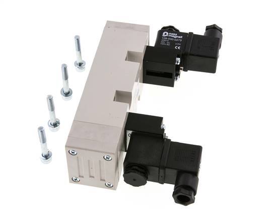 5/3 ISO 5599-2 Válvula solenoide de centro de presión 24V DC 2-10bar/28-140psi YPC