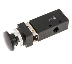 válvula universal de botón de palma 3/2 G1/4'' Negra 0-8bar/0-112psi E.MC