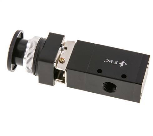 válvula universal de botón de palma 3/2 G1/4'' Negra 0-8bar/0-112psi E.MC