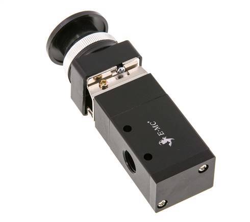 válvula universal de botón de palma 3/2 G1/4'' Negra 0-8bar/0-112psi E.MC