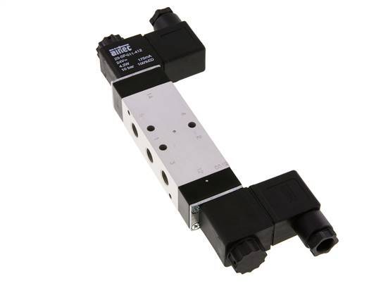 5/3 G1/8'' Válvula solenoide de centro cerrado 12V DC 3-10bar/42-140psi Airtec