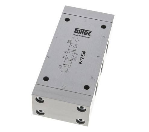 válvula piloto de aire de 5/3 G1/2'' de centro cerrado 0-10bar/0-140psi Airtec