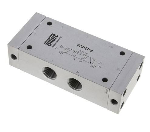 válvula piloto de aire de 5/3 G1/2'' de centro cerrado 0-10bar/0-140psi Airtec