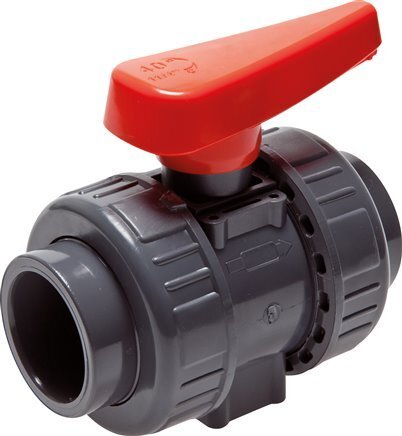 Válvula de bola de PVC de 2 vías Doble Unión 110 mm Toma FKM