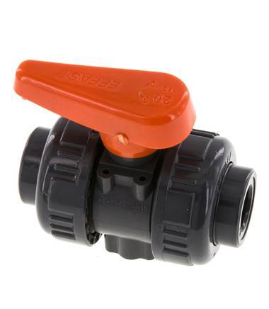 Válvula de Bola de PVC de 2 Vías Doble Unión 16 mm Toma EPDM