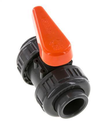 Válvula de Bola de PVC de 2 Vías Doble Unión de 20 mm Toma EPDM