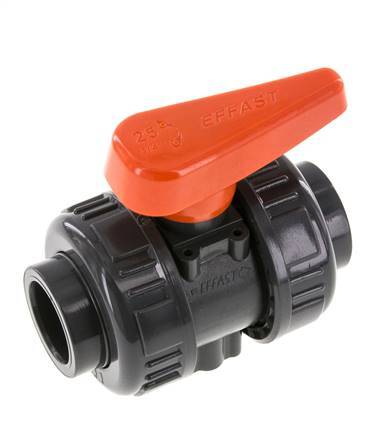 Válvula de Bola de PVC de 2 Vías Doble Unión de 25 mm Toma EPDM
