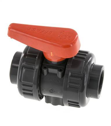 Válvula de Bola de PVC de 2 Vías Doble Unión 25 mm Toma FKM