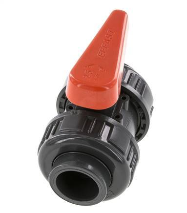 Válvula de Bola de PVC de 2 Vías Doble Unión 25 mm Toma FKM
