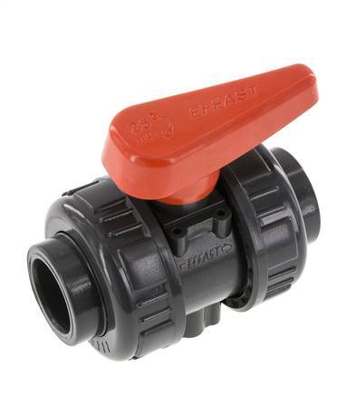 Válvula de Bola de PVC de 2 Vías Doble Unión 25 mm Toma FKM