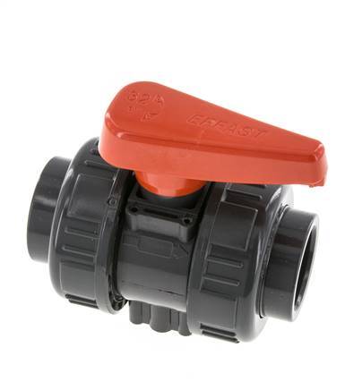 Válvula de Bola de PVC de 2 Vías Doble Unión 32 mm Toma EPDM
