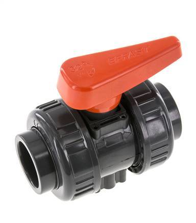 Válvula de Bola de PVC de 2 Vías Doble Unión 32 mm Toma FKM