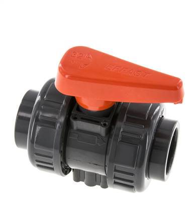 Válvula de Bola de PVC de 2 Vías Doble Unión 32 mm Toma FKM