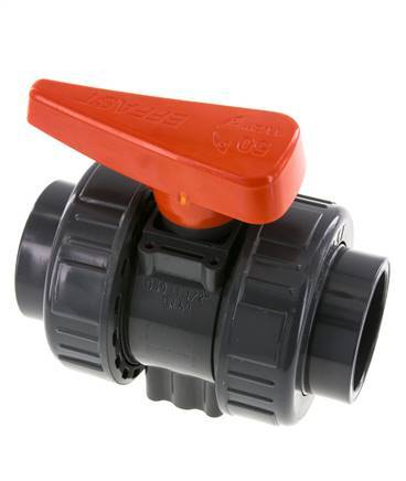 Válvula de Bola de PVC de 2 Vías Doble Unión 50 mm Toma FKM