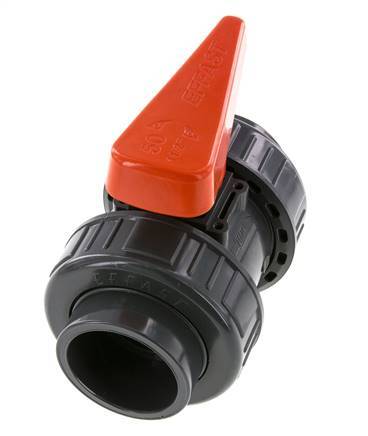 Válvula de Bola de PVC de 2 Vías Doble Unión 50 mm Toma FKM