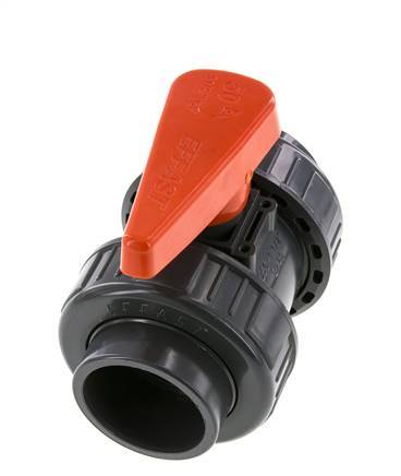 Válvula de Bola de PVC de 2 Vías Doble Unión 50 mm Toma FKM