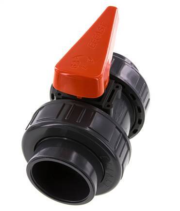 Válvula de bola de PVC de 2 vías Doble Unión 63 mm Toma EPDM
