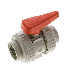 Válvula de bola de 2 vías PP-H Doble Unión Rp 1 1/4'' FKM